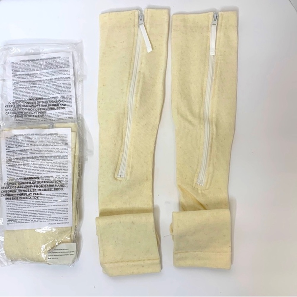 Hemp Zipper Heel Sock | Cream Eco-Friendly Vegan Nature Yoga Floor Exercise NWT